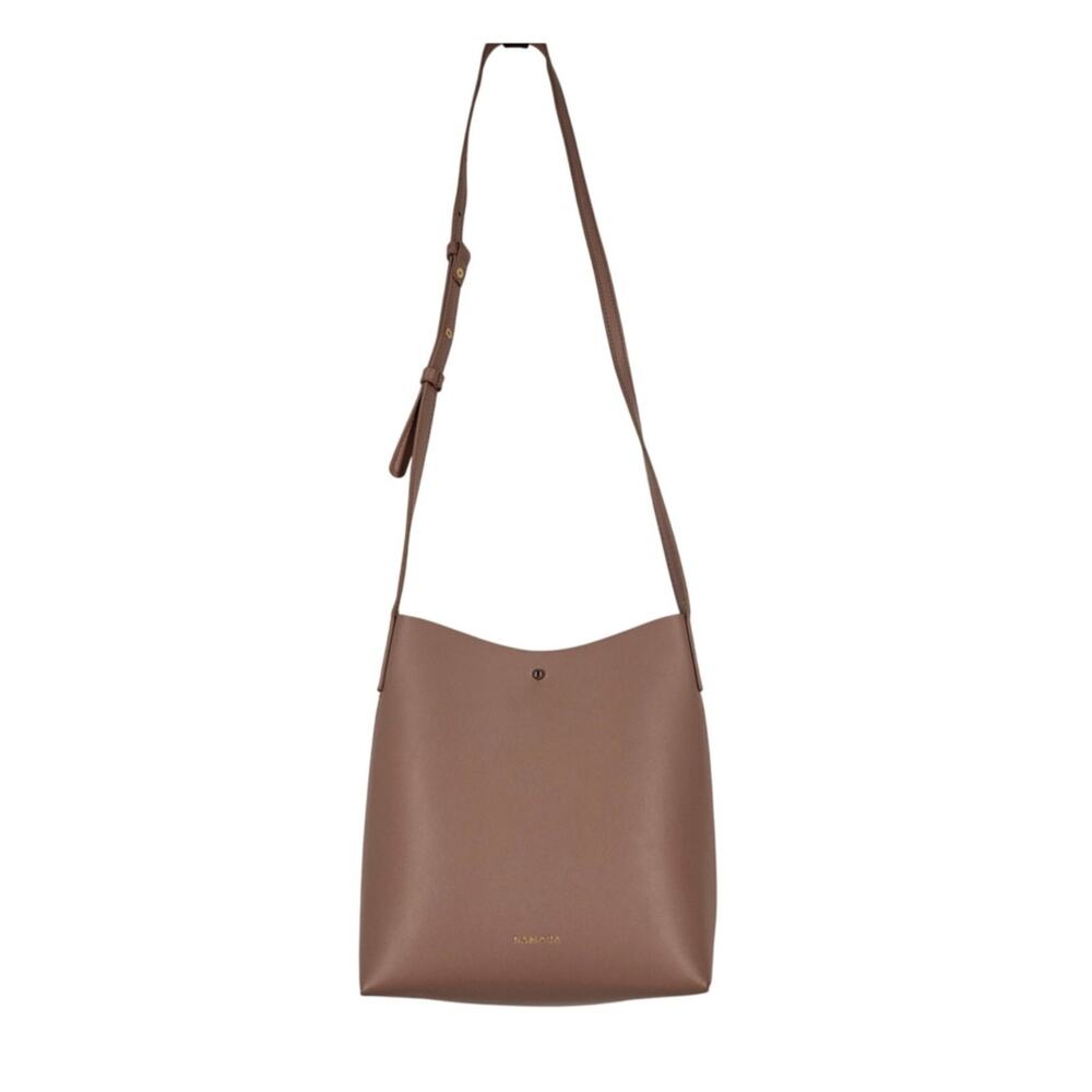 SAMARA CROSSBODY SHOULDER PURSE BUCKET BAG – PINK VEGAN LEATHER – MEDIUM SIZE